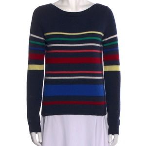 Autumn Cashmere Navy Muti-Color Striped Cashmere Sweater Size XS